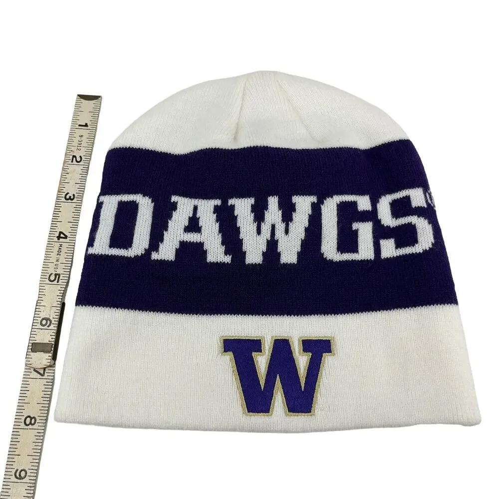 Washington Huskies Dawgs Knit Beanie Hat Adidas White Purple OS NWOT